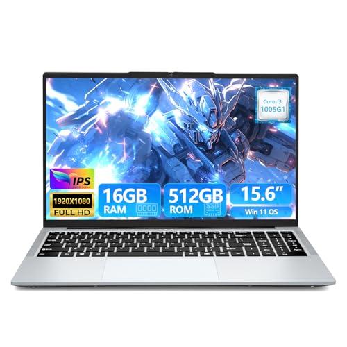 PC Portatile 15,6 Pollici, Notebook Core i3-1005G1 Processore, Win 11 Portatile 16GB DDR4 RAM 512GB SSD, Laptop Digitale Tastiera Retroilluminata, Batteria 6000mAh, Type-C/Mini-HDMI/Telecamera/USB3.0