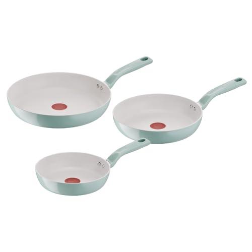 Lagostina Salvia, Set di Padelle Antiaderenti 3 Pezzi in Alluminio Riciclato, Rivestimento Mineralia, Indicatore di Calore Thermo-Signal, Manico Rivettato, Compatibili con Induzione