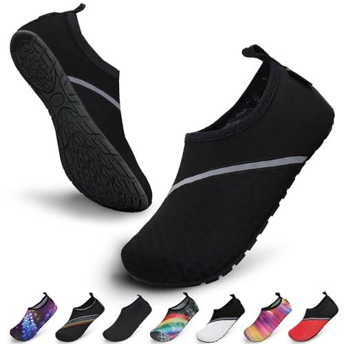 SAGUARO Scarpette Scoglio Uomo Donna Scarpe da Sport Acquatici Barefoot Scarpe da Piscina Spiaggia Canottaggio Mare Fiume Nuoto Surf Vela Calzini per Immersione(Nero, 40/41 EU)