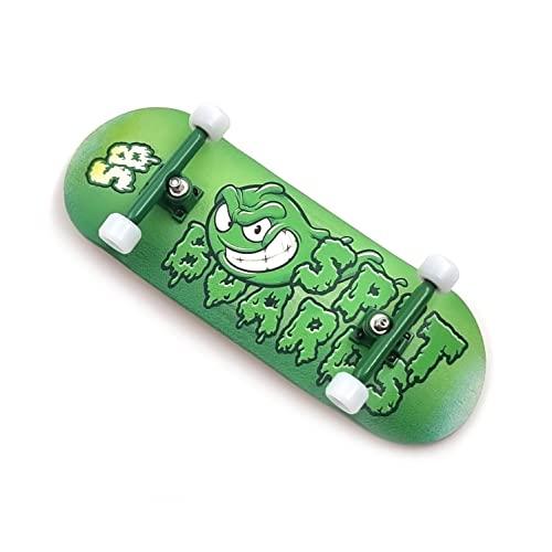 SPITBOARDS 34 mm x 96 mm Fingerboard Set-Up (Completo) | Deck in Legno Vero | Trucks Con Lock-Nuts e Bushings Pro | Ruote in Poliuretano Con Cuscinetti | Logo (Versione Verde)