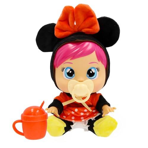 Cry Babies Loving Care Disney Minnie, Bambola Interattiva che Piange Lacrime Vere, con Pigiama Intercambiabili - ispirato a Minnie Mouse, Regali Giocattolo per Bambini dai 18 Mesi in su