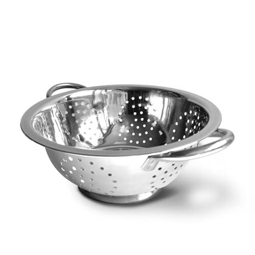 Fackelmann Colapasta Ø 24 cm, per scolare pasta, riso, verdure, materiale in acciaio inossidabile con base d'appoggio, lavabile in lavastoviglie, dimensioni Ø 24 x 11,5 cm