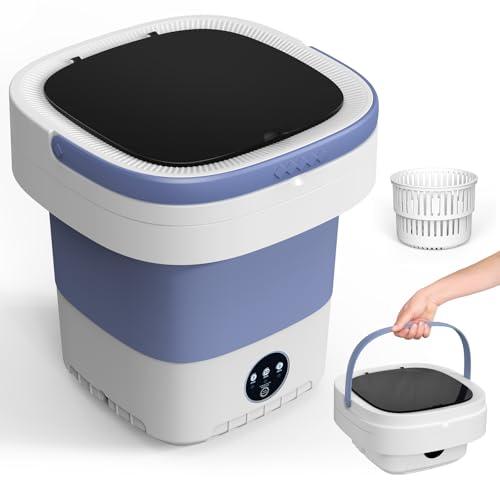 Lavatrice Portatile,12L Mini Lavatrice con 3 Modalità di Pulizia Profonda,Aggiornato Lavatrice Piccola con Cestello Centrifuga Rimovibile, Lavatrice da Campeggio Pieghevole per Appartamenti (Viola)