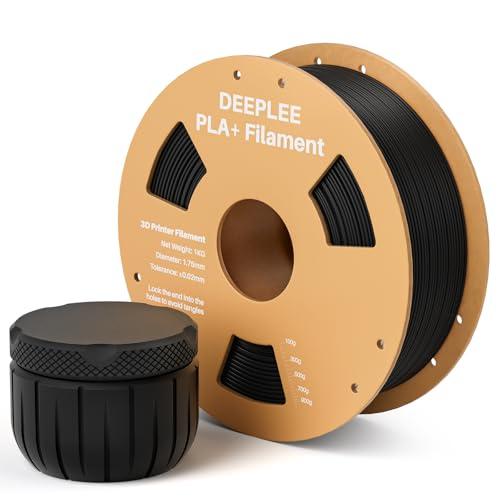 DEEPLEE Filamento PLA+ 1.75mm, PLA Plus con Precisione Dimensionale +/- 0,02 mm, Maggiore Resistenza e Tenacità, Adatto per la Maggior parte delle Stampanti 3D FDM, 1KG Nero