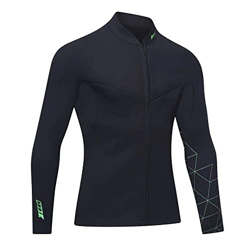 Top in neoprene da 3mm per uomo - Cerniera frontale, giacca a maniche lunghe per immersioni subacquee, snorkeling, nuoto e surf (4XL, 3mm-Uomo)