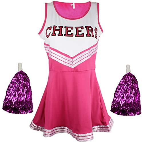 Cherry-on-Top - Uniforme da cheerleader con pompon, vari colori e taglie disponibili