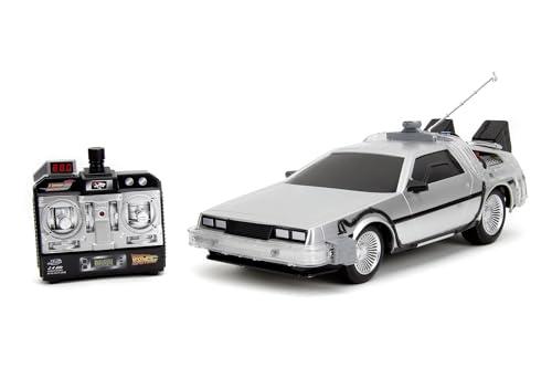 Jada Toys - Back to The Future RC Auto, Time Machine, veicolo telecomandato con funzione turbo e luce, fino a 10 km/h, ricarica USB, 28 cm, per bambini dai 6 anni in su