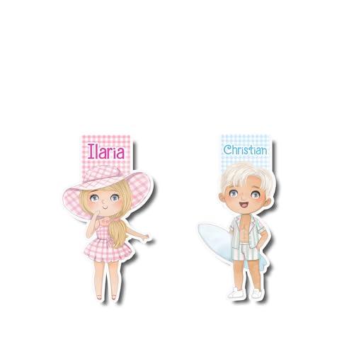 Segnalibro magnetico plastificato Bambola alla moda personalizzati con nome set da 6 o 12 pezzi gadget compleanno regalo fine festa bambino bambina