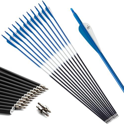 S F 28 Pollici Frecce in Carbonio per Esercitazione da Caccia Spine 500 per Arco Composto e ricurvo (Confezione da 12)