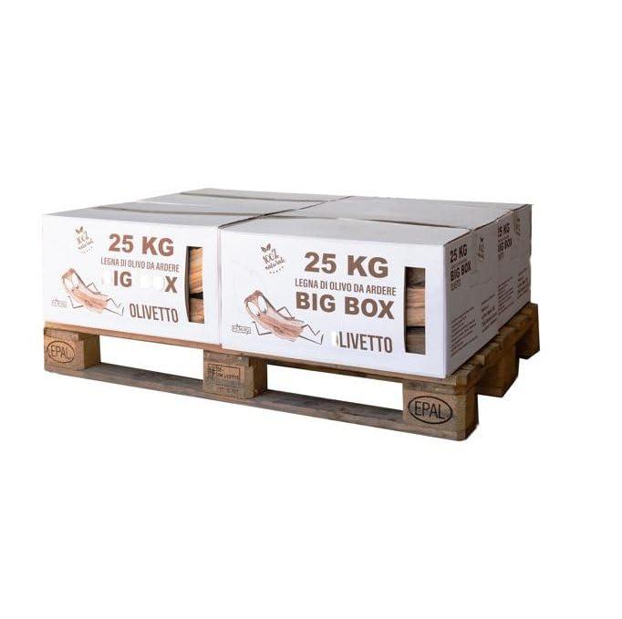 Legna da ardere di ulivo in scatole BIG BOX da 25kg su bancale (100kg)