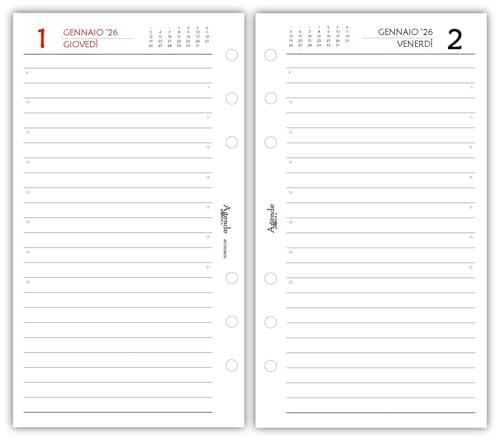 Agendepoint.it - Ricambio agenda organizer 2026 giornaliera a righe 9,5x17cm 80gr 6 fori