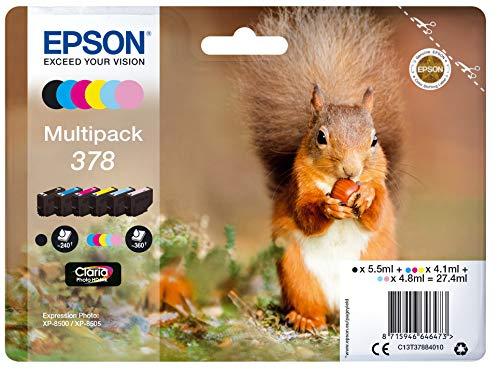 Epson 378 Squirrel - Cartucce d'inchiostro originali a 6 colori, inchiostro Claria Photo HD, Standard
