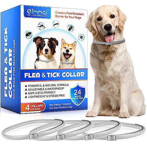 Collari Antiparassitari Per Cani,Naturali Collare Antipulci e Zecche per Cani,Collare Regolabile Impermeabile,Elimina pulci, zecche, pidocchi,4 * 6 Mesi di Efficacia Protezione