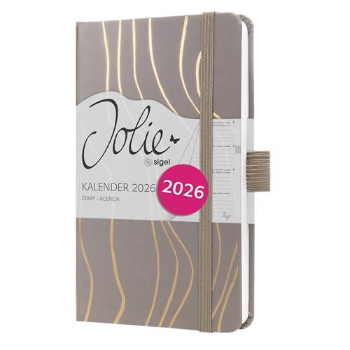 SIGEL J6350 Agenda settimanale Jolie 2026-1 anno - circa A6 - Mocca Meringue - 2 pagine = 1 settimana - copertina rigida - 80 g/m² - marrone - 174 p. - certificazione FSC