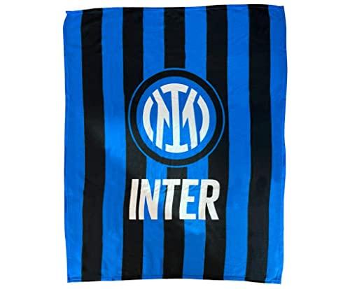 Inter, Plaid In Pile Stampato, 120x150, Coperta in Pile, Nero Azzurro, Prodotto Ufficiale