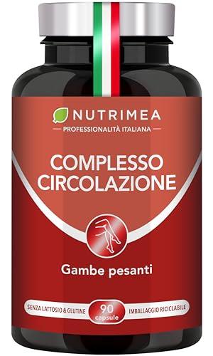 COMPLESSO CIRCOLAZIONE | Gambe Gonfie e Pesanti | 100% Naturale | Circolazione sanguigna | Vite Rossa, Ippocastano e Amamelide | 90 Capsule Vegane IT | Nutrimea