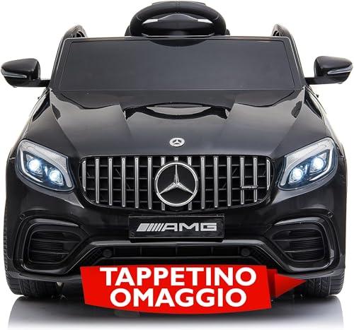 Macchina Elettrica per Bambini 12V Mercedes GLC 63 AMG Auto con Sedile in Pelle Telecomando Porte Apribili Tappetini Omaggio Full Optional Nero