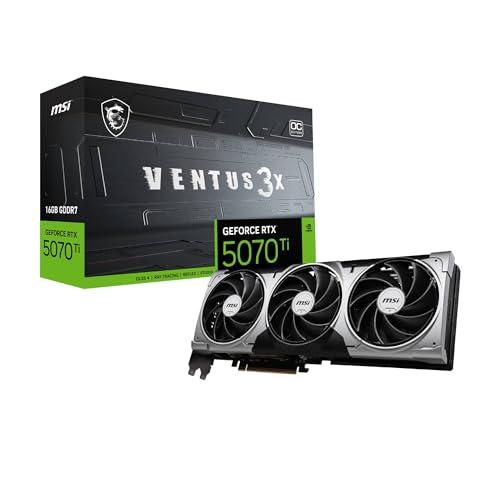 MSI GeForce RTX™ 5070 Ti 16G VENTUS 3X OC Scheda Video, 16GB GDDR7, PCIe 5.0, 8960 CUDA Core, Boost Clock 2482 MHz, HDMI 2.1b, DisplayPort 2.1b, Backplate in Metallo, TORX FAN 5.0, Zero Frozr