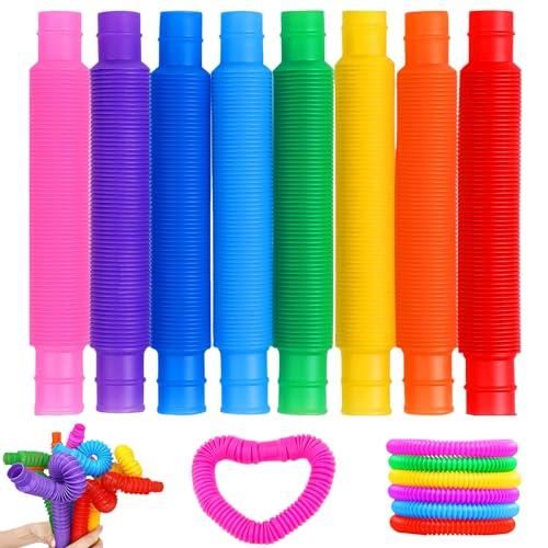 CONNECTION Giocattoli Sensoriali Mini Pop Tubes,Mini Tubi Pop Giocattolo per Bambini 24 Giocattolo educativo e sensoriale Elastico Tubi Allungabili Gioco per Bambini per alleviare Lo Stress e l'ansia