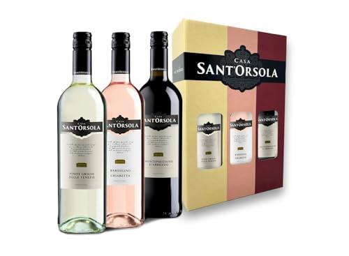 Sant'Orsola - Vino in Confezione Regalo, Pinot Grigio D.O.C. delle Venezie, Bardolino DOC Chiaretto, Montepulciano d'Abruzzo D.O.C., Gusto Armonico, 3x750 ml