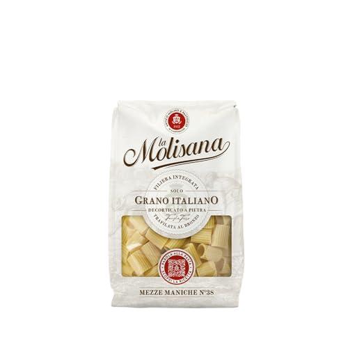 La Molisana, Mezze Maniche n. 38, Pasta da Solo Grano Italiano - Trafilata al Bronzo, Ruvida e Tenace con Eccellente Tenuta in Cottura - Confezione da 500 g