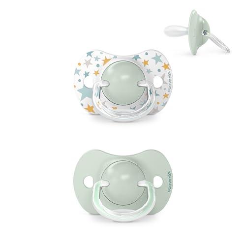 Suavinex Confezione 2 Ciucci con Tettina Simmetrica in Silicone SX Pro, per Bambini da 6/18 Mesi, Tettina Piatta e Flessibile, Dreams Azzurro