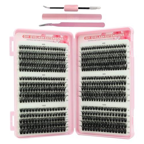 VEGCOO 560 Pezzi Ciglia Finte Extension Ciglia, 60-80-100D Curl Ciglia Finte Ciuffetti, 8-16mm Kit di Extension per Ciglia, DIY Eyelash Extension per Ragazze e Donne Principianti