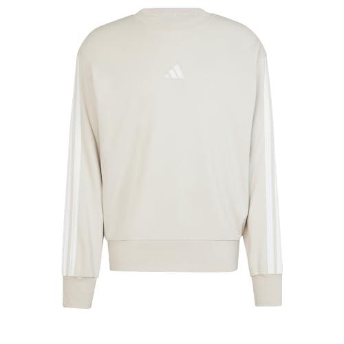 adidas Uomo Essential Three Stripes French Terry Sweatshirt, Wonder Alumina/White, L