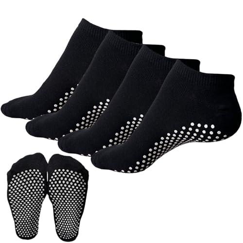 KEYRI 4 Paia Antiscivolo Calze Per Donne e Uomini Calzini Yoga Pilates Per Arti Marziali Fitness Danza Barre Ginnastica Calzini Pilates Calze Con Grip Senza Dita, Taglia Unica (4 Nere)