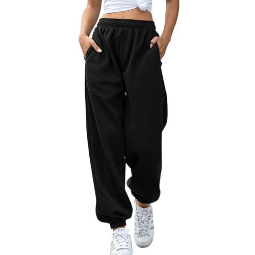 Neteson Pantaloni Sportivi Donna Larghi Vita Alta Pantaloni della Tuta Yoga con Tasche Pantaloni da Jogging Casual a Gamba Larga per Fitness Sport Jogger Running