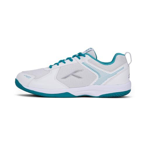 Hundred Court Star Non-Marking Professional Badminton Shoes for Mens (White/Lt Green, EU 45/UK 11/US 12) | X-Cushion Protection | Suitable for Indoor Tennis/Squash/Table Tennis/Basketball & Padel