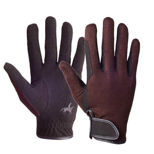 WDEC Guanti da Equitazione, Adulto Unisex, Guanti da Equitazione Traspiranti, Guanti Touch Screen, Usati per Ciclismo, Equitazione e Attività All'aperto (L, marrone)