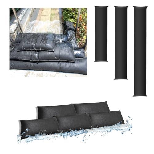 Estresen 4 Pezzi Sacco Assorbitore di Acqua, Barriera Anti Alluvione Attivata dall'Acqua Paratie Antiallagamento per Garage Casa Contro Perdite di Acqua e Piovere 150x20cm