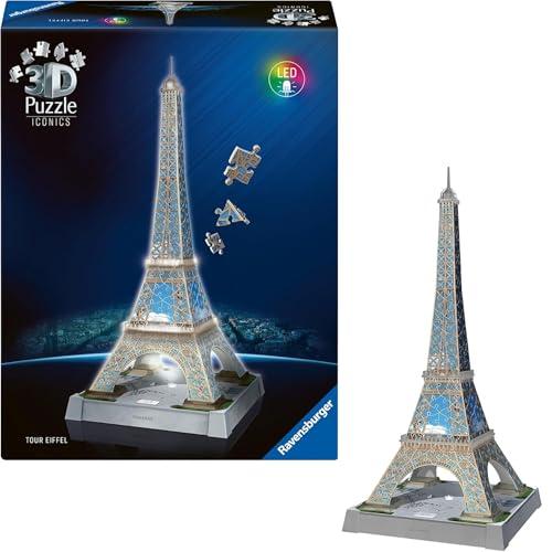 Ravensburger - Puzzle 3d Iconics Torre Eiffel LED | Puzzle 3d Bambini 8 Anni | Modellismo Da Costruire Adulti Di 216 Pezzi | Regalo Adulti E Bambino 8 Anni E Più | Regalo Natale