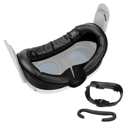 Interfaccia Facciale VR per Meta Oculus Quest 3 di MMOBIEl – Face Cover Pad per Quest 3 – Interfaccia Facciale Traspirante – Set Accessori con Nasello Anti-Perdita & Copertura Morbida Pelle PU - Nero