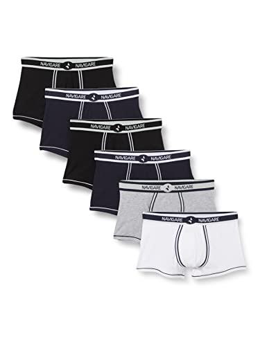 Navigare 312 (Pacco Da 6), Boxer Uomo, Multicolore (Bianco/ Nero/ Blu/ Grigio), L confezione da 6