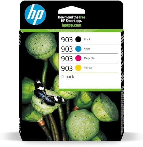 HP 903 Nero, Ciano, Giallo e Magenta, 6ZC73AE, confezione da 4 Cartucce Originali HP, Compatibili con Stampanti HP OfficeJet 6950, OfficeJet Pro 6960 e 6970