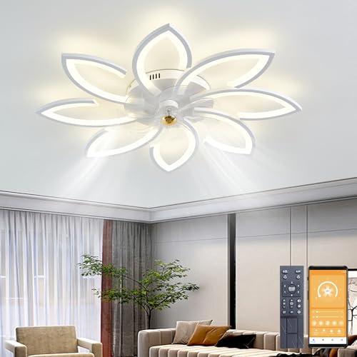 Narwhal LED Ventilatore da Soffitto, ventilatore da soffitto con luce e Telecomando, Lampadario ventilatore da soffitto con Timer, Luminosità e Temperatura Colore Regolabili