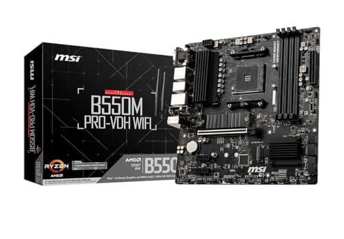 MSI B550M PRO-VDH WiFi Scheda madre (AMD AM4, DDR4, PCIe 4.0, SATA 6Gb/s, M.2, USB 3.2 Gen 1, Wi-Fi, D-SUB/HDMI/DP, Micro-ATX)
