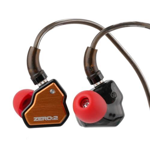 Linsoul 7Hz x Crinacle Zero:2, In Ear Monitor, IEM con Driver Dinamico Aggiornato da 10mm, Cuffie con Cavo, Auricolari per Videogiochi, con Cavo OFC per Musicisti(Con Mic, Arancione)