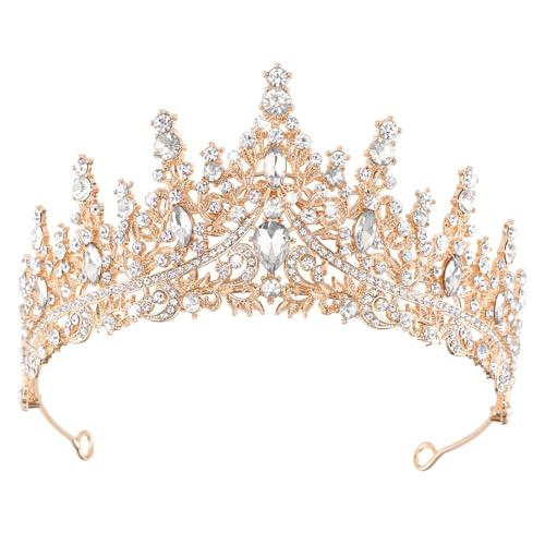 DRESHOW Corona di Compleanno per Donna Tiara di Cristallo di Strass per Ragazze Decorazioni Accessori per Capelli Tiara di Matrimonio Glitter Corona Principessa Fasce per Festa