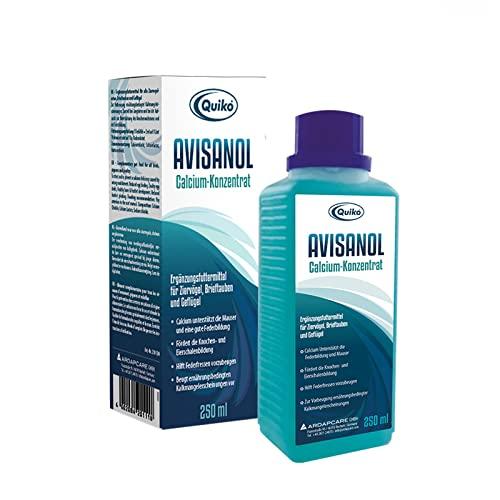 Quiko Avisanol Concentrato di Calcio 500ml per Uccelli Domestici, piccioni da Corsa e polli Promuove la Formazione di Ossa e gusci d'uovo Supporta la Formazione delle Piume e la Muta