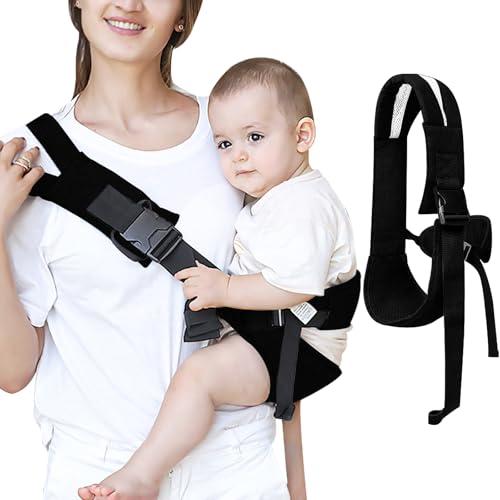 Lvjkes Fascia neonato, Marsupio neonato, Multifunzionale marsupio neonato, Tracolla regolabile, Portatile, Marsupio ergonomico neonato, Adatto per neonati da 6 a 48 mesi, Bambini fino a 25 kg (Nero)