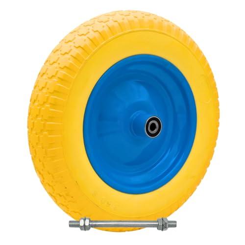 FYRKANT Ruota Piena antiforatura 3.50-8 per carriola | Cerchio in Acciaio | gomma in poliuterano | Battistrada Scolpito | Diametro 35cm Larghezza 9cm Asse da 170 mm