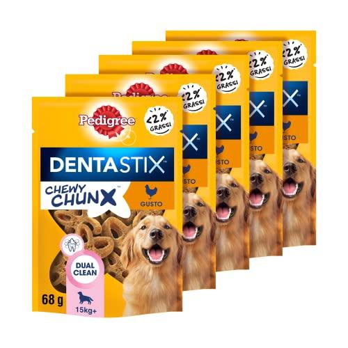 Pedigree Dentastix Chewy Chunx, Snack Dentale al Manzo per Cani Taglia Piccola, 5 Sacchetti da 68g