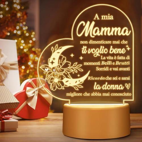 Adiwo Regali per la Mamma, 3 Colori Regalo di Luce Notturna Intagliata con Belle Frasi, Regalo per Donna, Mamma, Nonna, Sorella, Acrilico Lampada Idee Regalo Donna, Acrilico Lampada Regali per Mamma