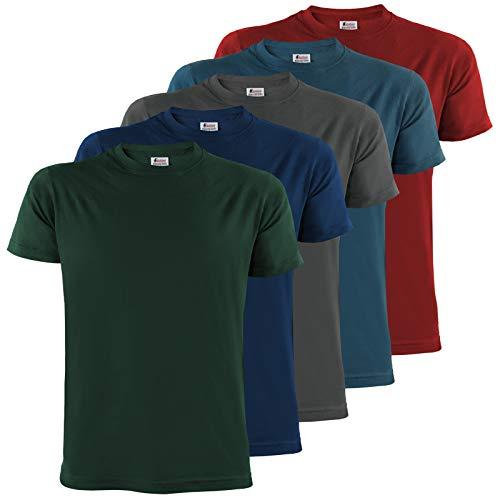 ALPIDEX T-Shirt Magliette da Uomo Confezione da 5 con Girocollo - Taglie S M L XL XXL 3XL 4XL 5XL, Taglia:XXXL, Colore:Earth