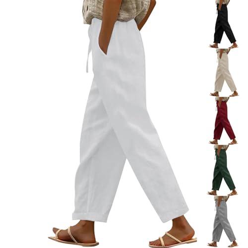 La Svendita di Oggi Pantaloni Casual da Donna per l'uso Quotidiano. Comodi Lunghi con Tasche Laterali e finte Posteriori. Perfetti Primavera L'Estate. Ideali Magliette Outfit (Black-B, XL)