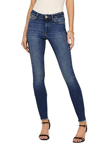 ONLY ONLBLUSH Mid SK Ank Raw DNM REA194 Noos Jeans, Medium Blue Denim, S/30 da Donna