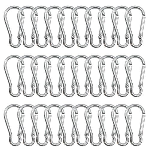 GeekerChip Set di 30 Moschettoni,Moschettone in Lega di Alluminio,3.6 * 41mm,Clip Gancio a Molla Fibbia Appesa,Portante sicuro 2.5 kg,per amache,campeggio,pesca,tende da sole